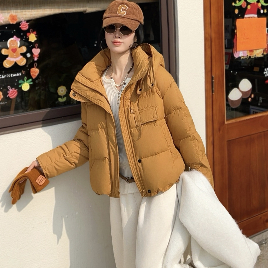 兰兰家休闲百搭短款加厚保暖鸭绒冬季新款宽松时尚连帽