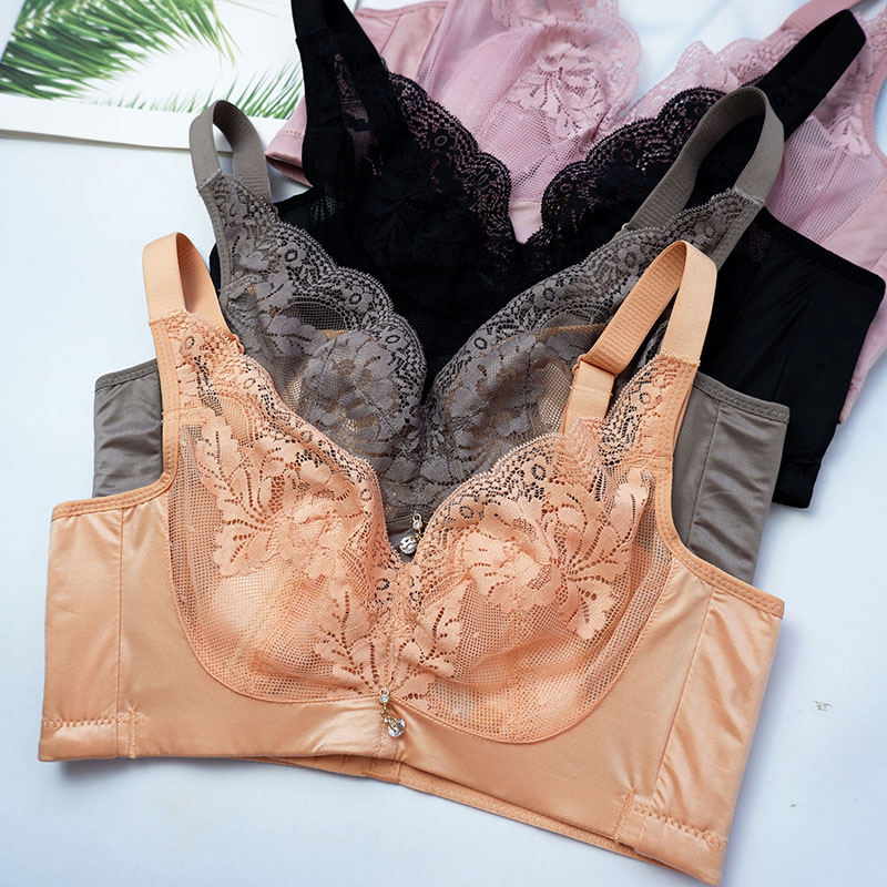 品质原单纯棉水晶杯超薄大胸显小CD杯文胸收副乳防下垂软钢圈内衣