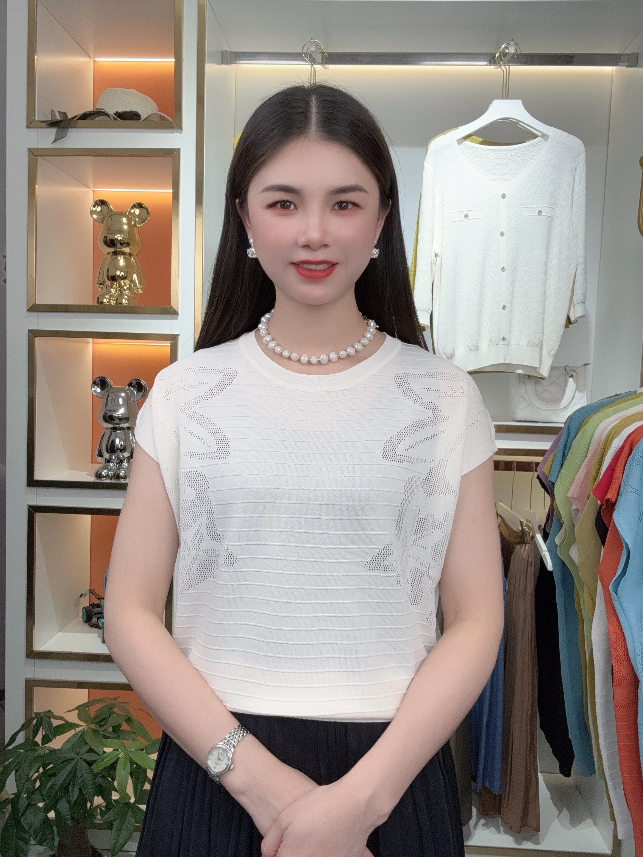 【妮妮】新款夏季宽松镂空休闲显瘦洋气上衣