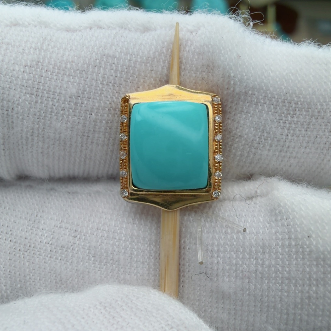 绿松石18K金镶嵌珠宝奇石