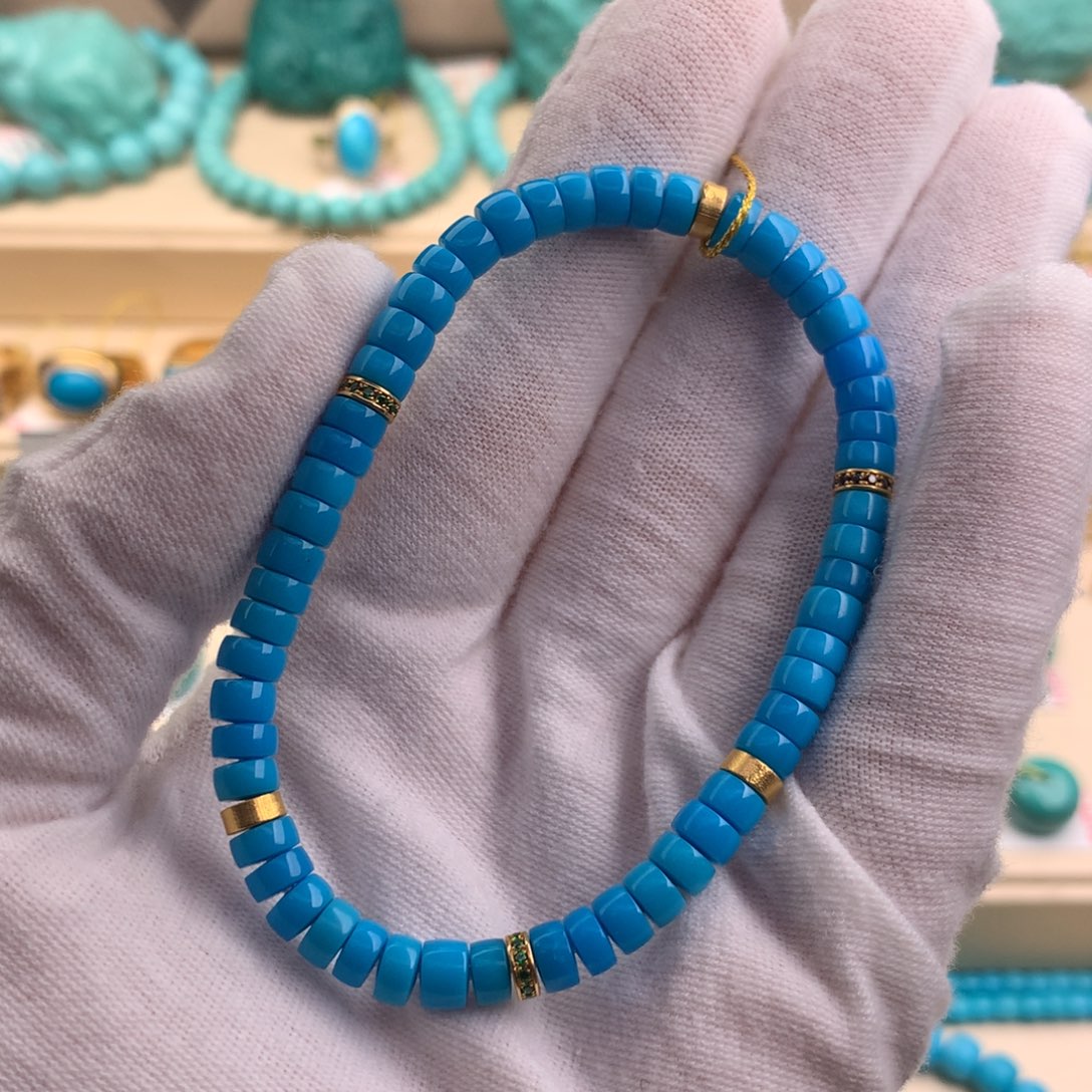 绿松石珠宝奇石18K金镶嵌