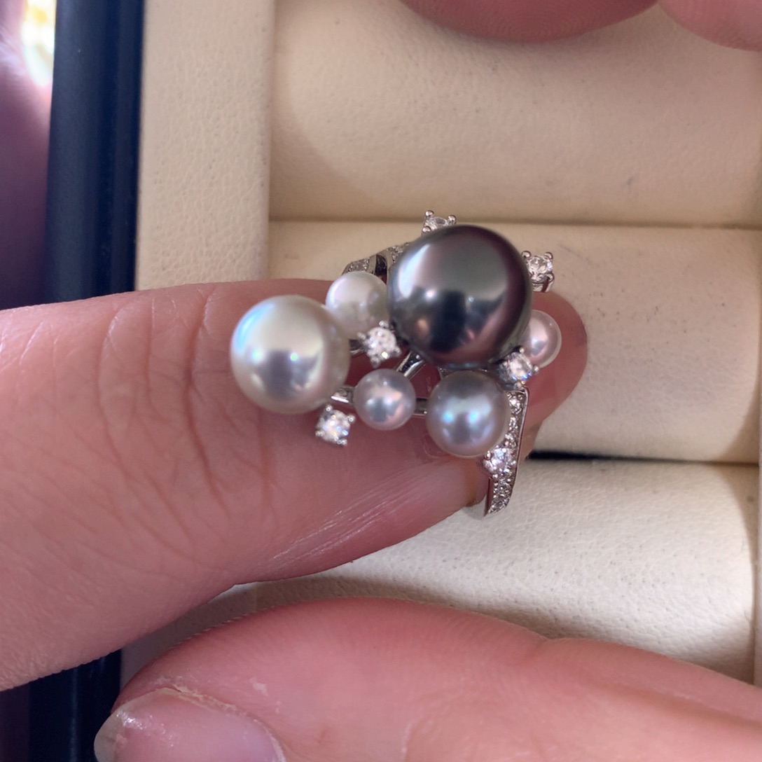 海水珍珠戒指银S925镶嵌