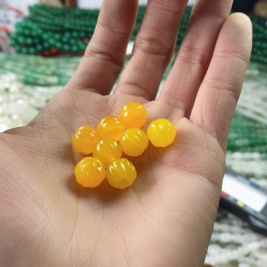 玛瑙/玉髓珠宝半成品合金五个10mm黄玛瑙南瓜珠