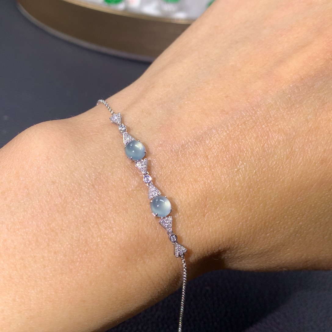 翡翠手链18K金镶嵌翡翠