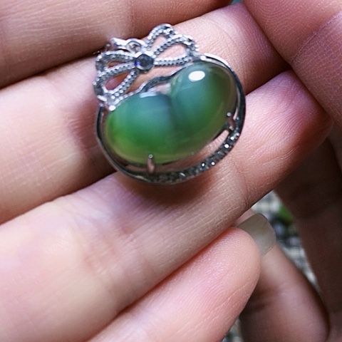 和田玉银S925镶嵌挂件