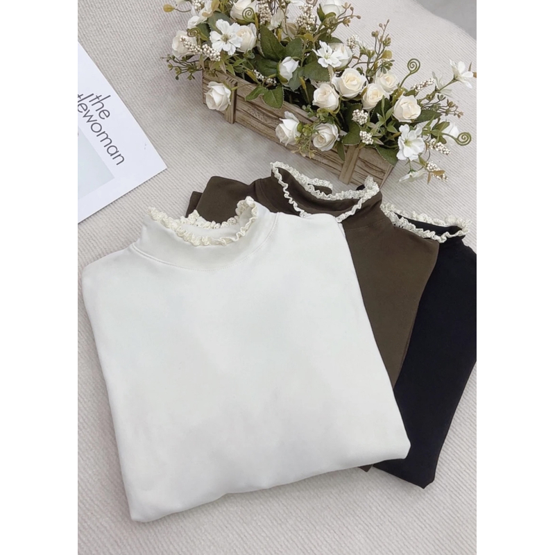 2025新款韩版长袖蕾丝花边保暖高弹打底衫百搭上衣1222