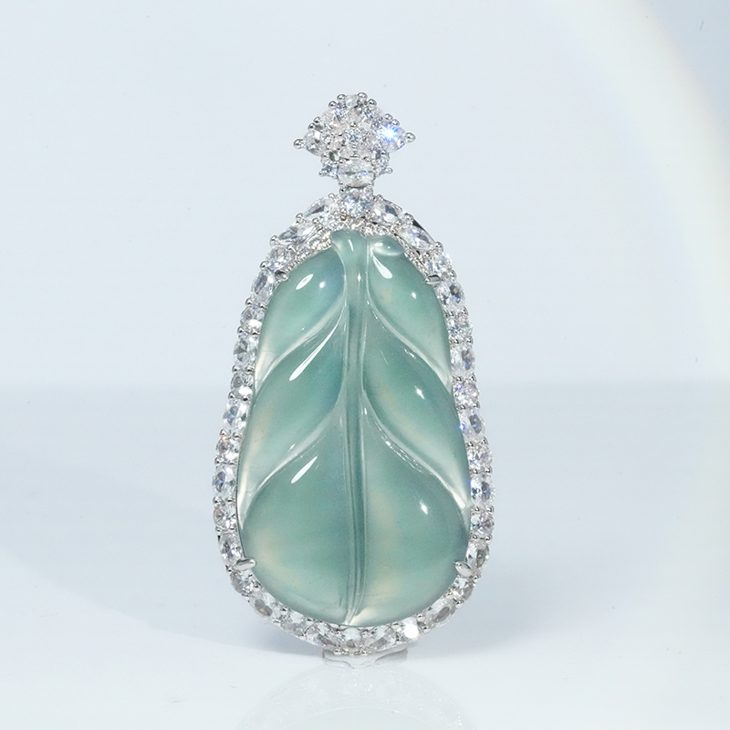 【吴帅翡翠】天然A货翡翠大叶子吊坠百搭出行款轻奢百搭-多样性发1