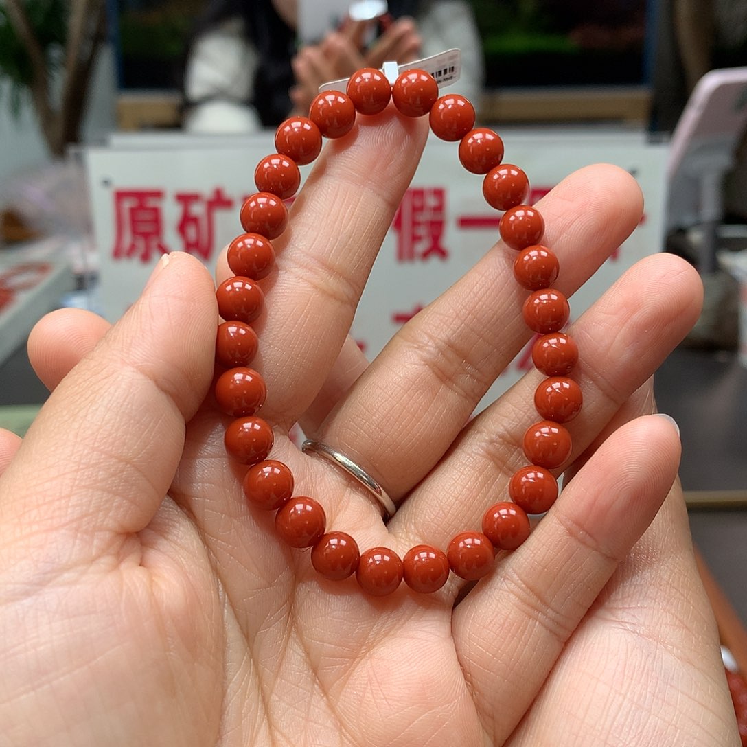 南红玛瑙7MM+官坡柿子红手串未镶嵌