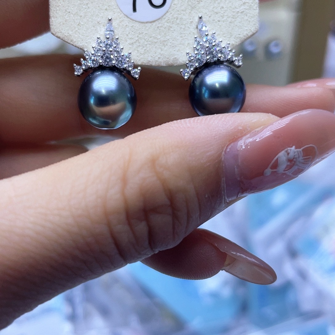 海水珍珠耳饰银S925镶嵌