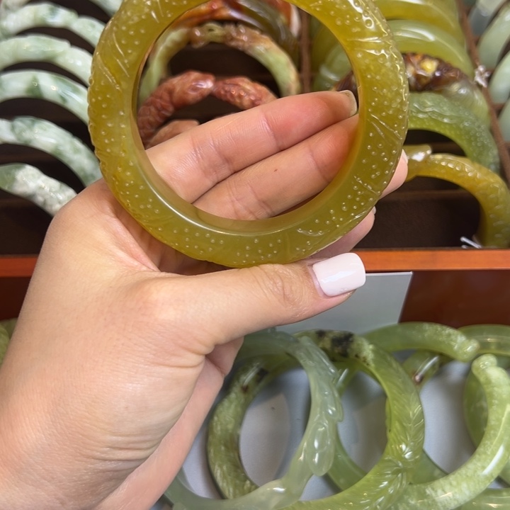 漓***草蛇纹石玉合金手镯