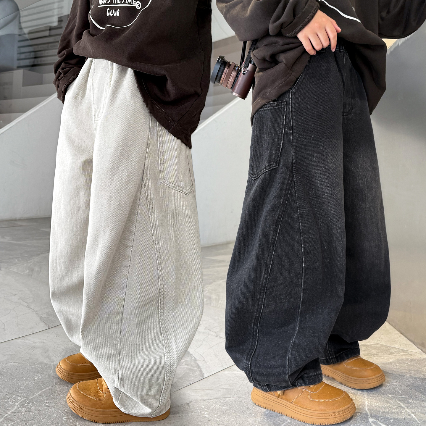 男童牛仔弯刀裤春秋宽松2025中大童休闲韩版长裤儿童秋季裤子潮流