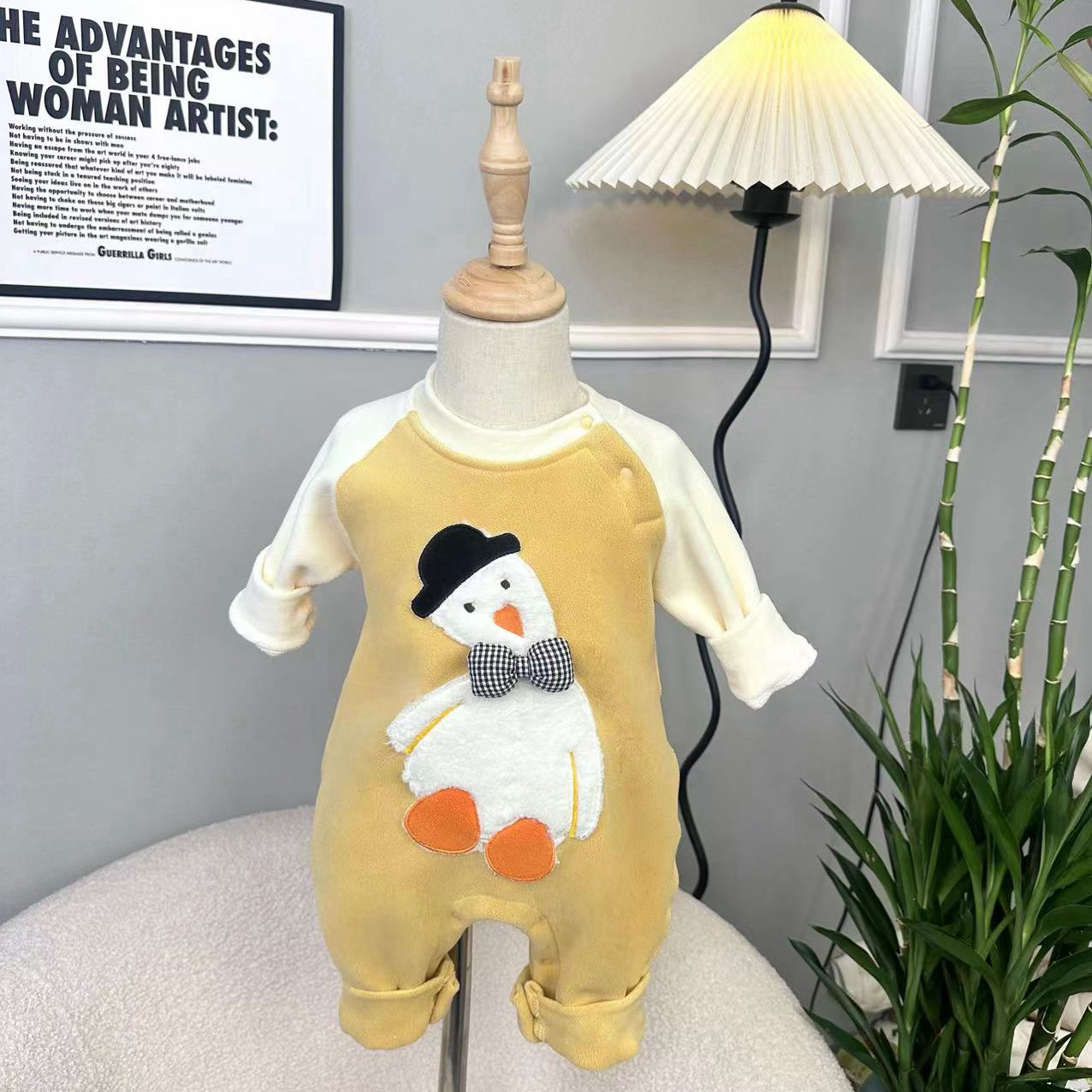 冬季奥粒绒套头哈衣黄色秋冬通用冬款爬服A类爬爬服加绒