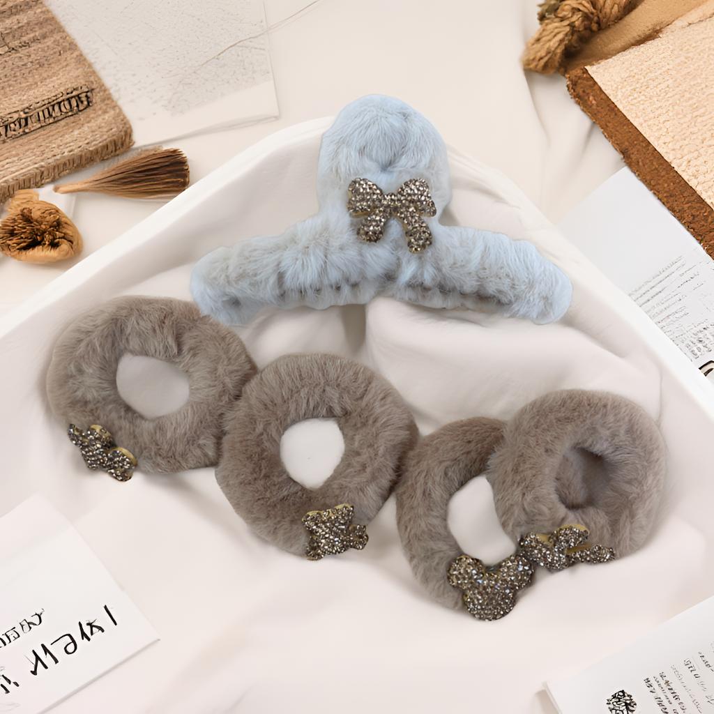 森系少女风女中式抓夹千金风发夹简约韩版气质毛绒绒