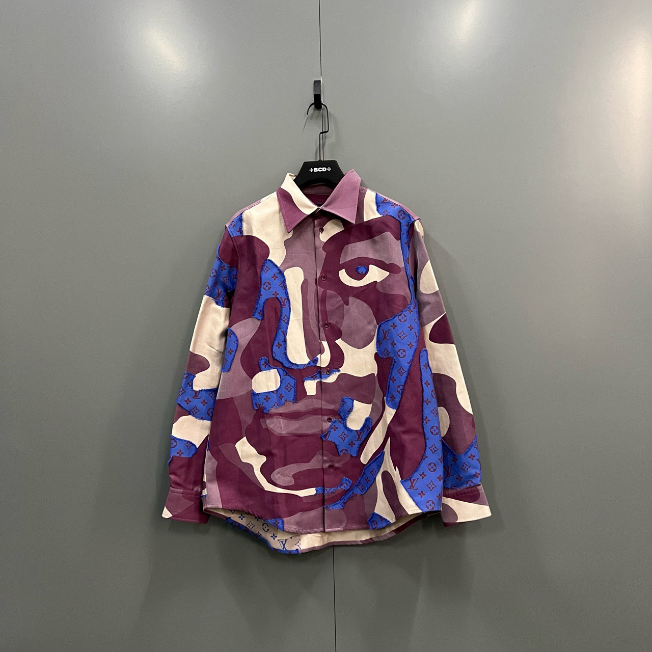 95新 LouisVuitton/路易威登 （cc1）抽象人脸拼接衬衫/L码/012828