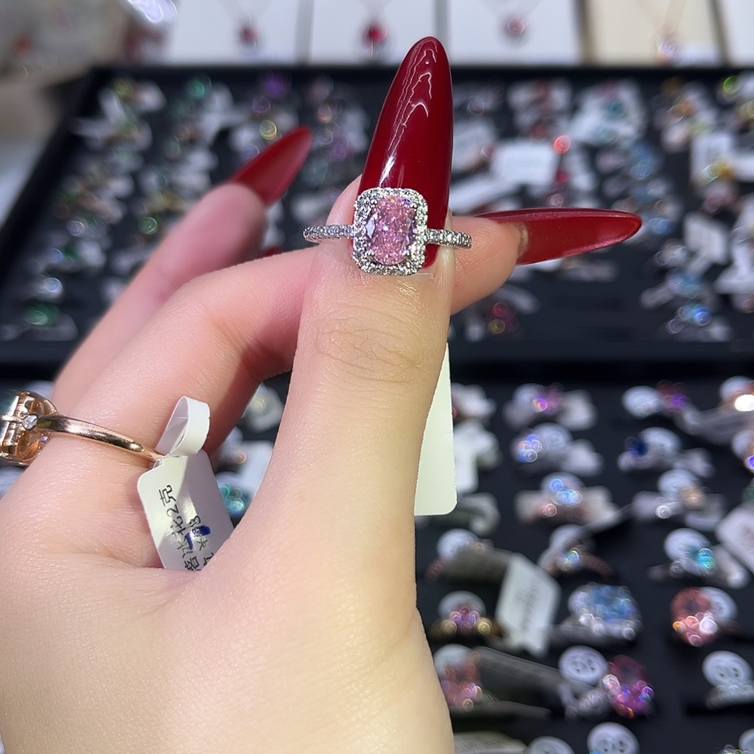 莫桑石非金属SH戒指粉冰花16圈