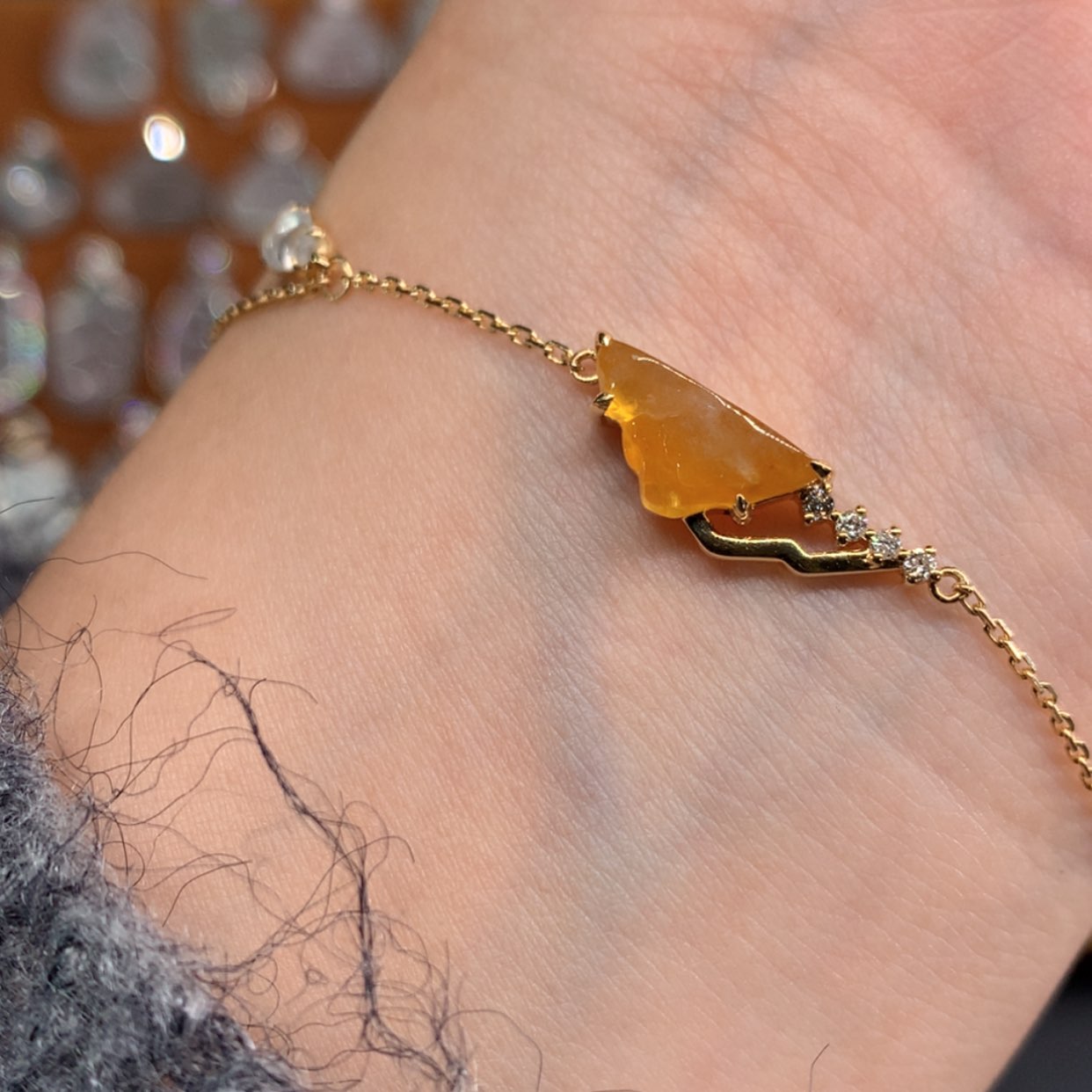 【闪购商品】翡翠手链18K金镶嵌手链