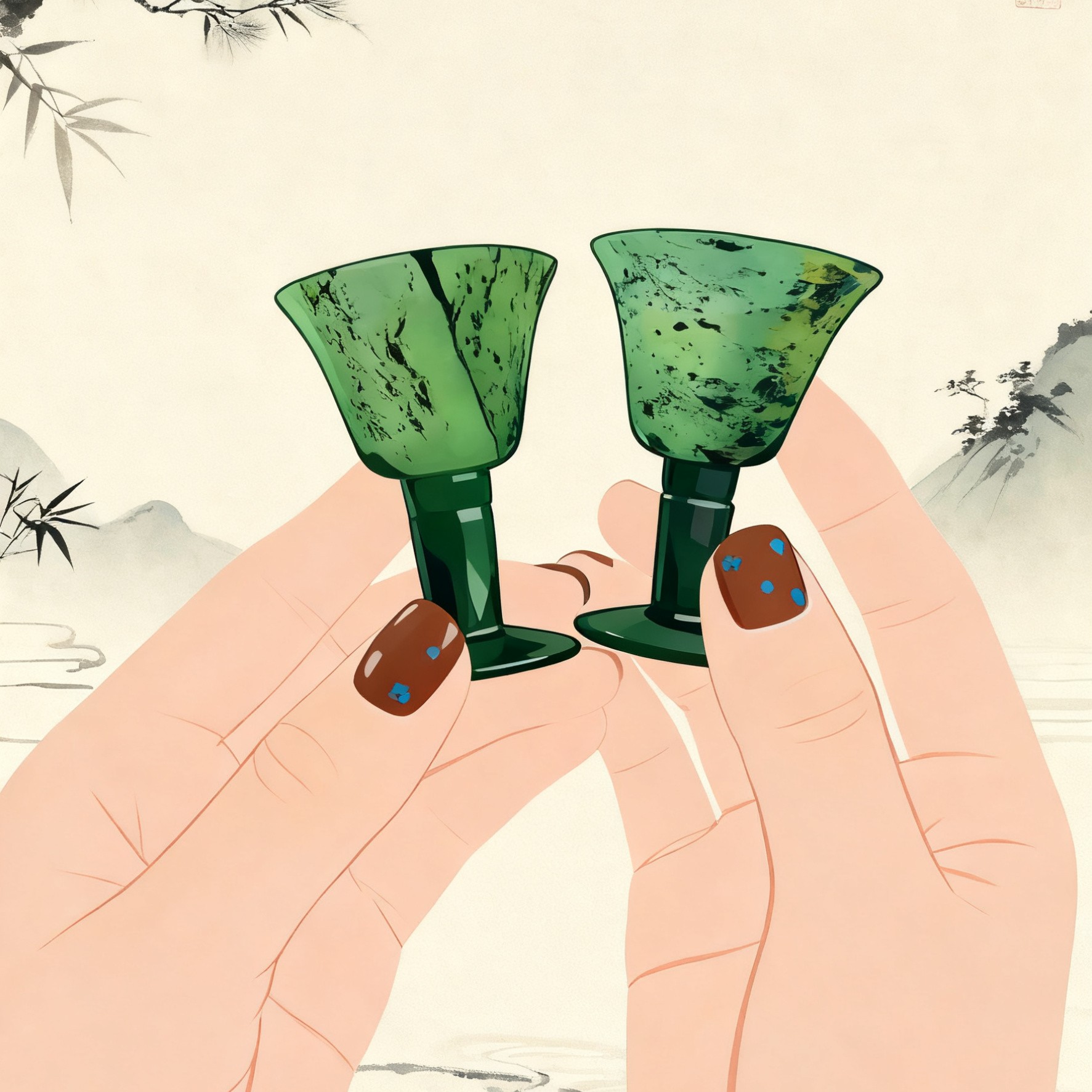 [瑰宝通汇]蛇纹石玉短小高杯