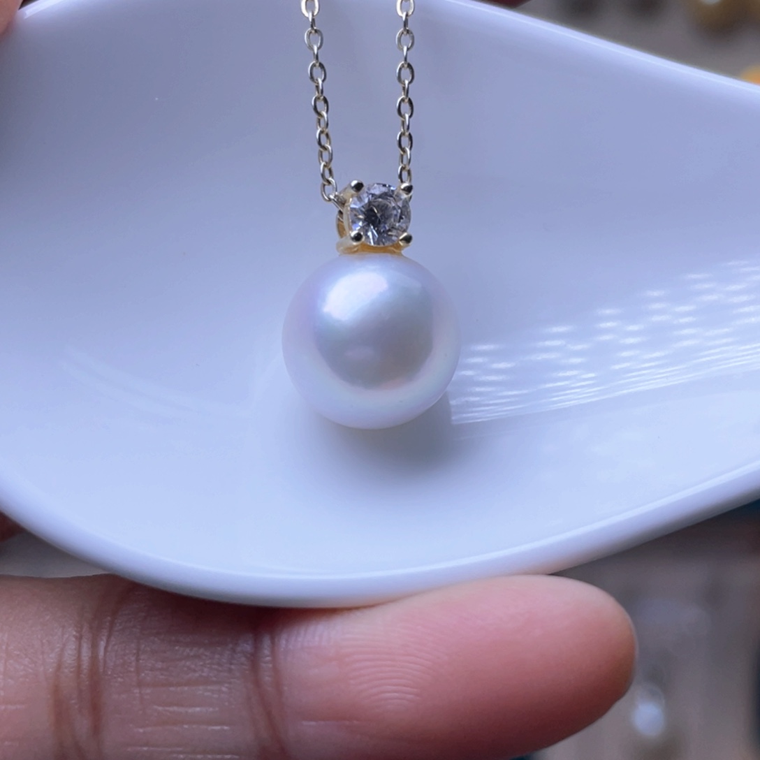 淡水珍珠吊坠银S925镶嵌