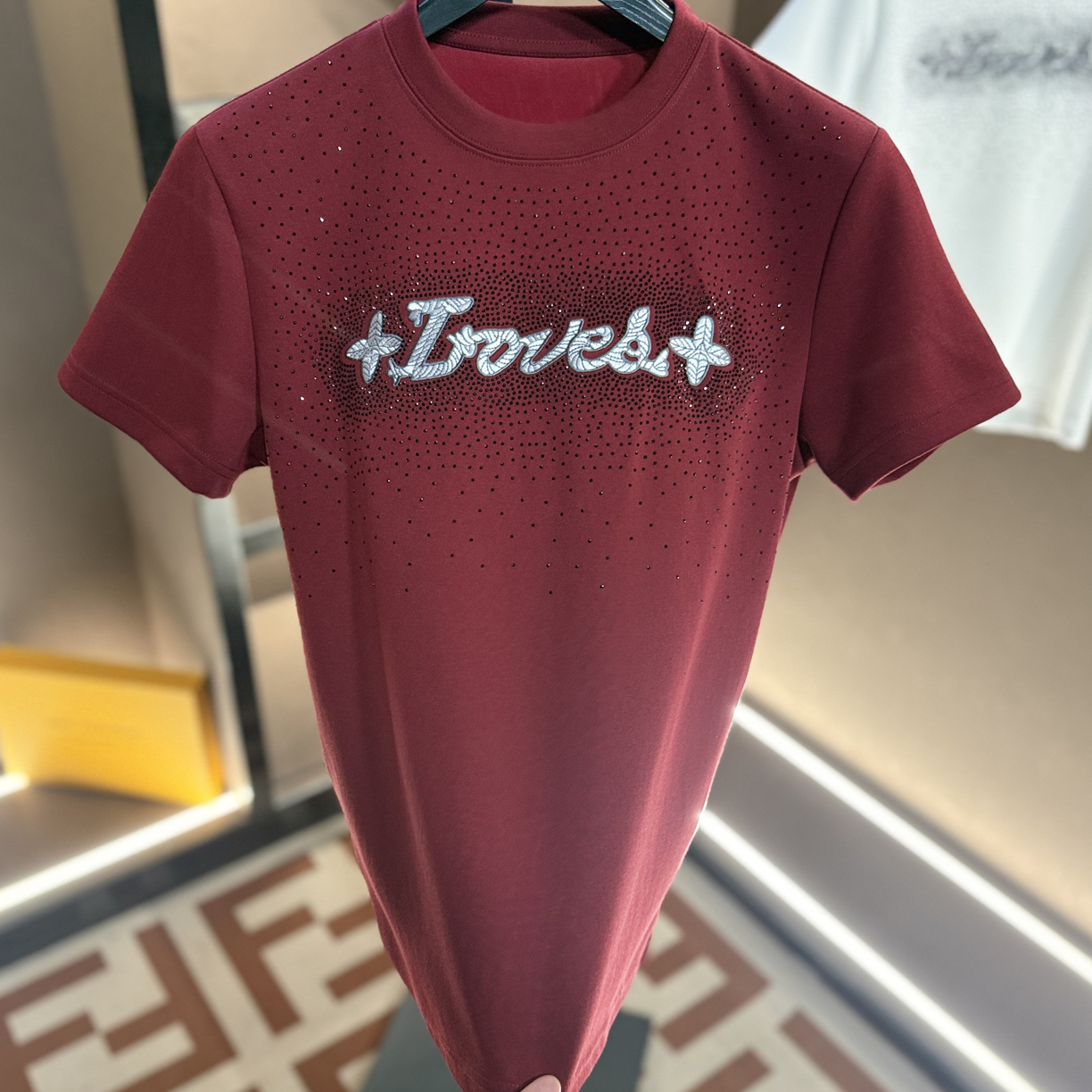 秋冬季男士加厚烫钻字母潮流圆领短袖T恤时尚百搭k989