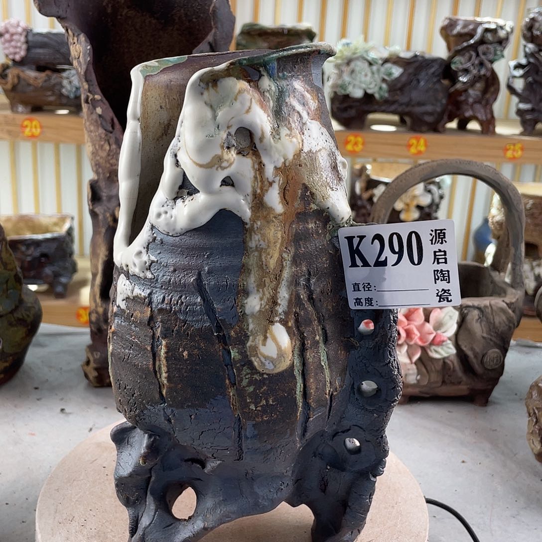 紫砂花盆景德镇陶瓷花盆290