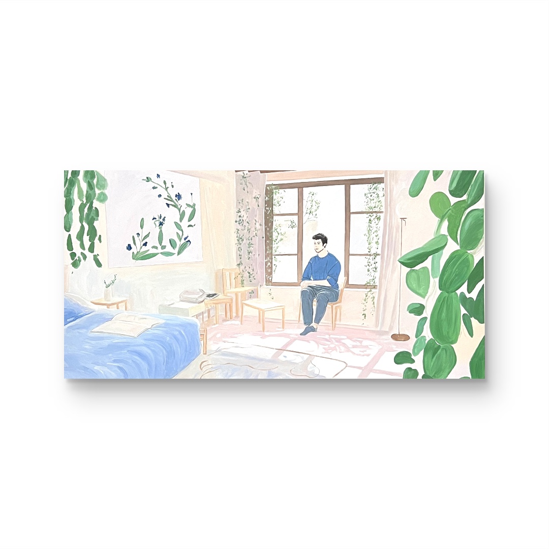 【春日窗台】原创手绘挂画 “80*160” No.1286