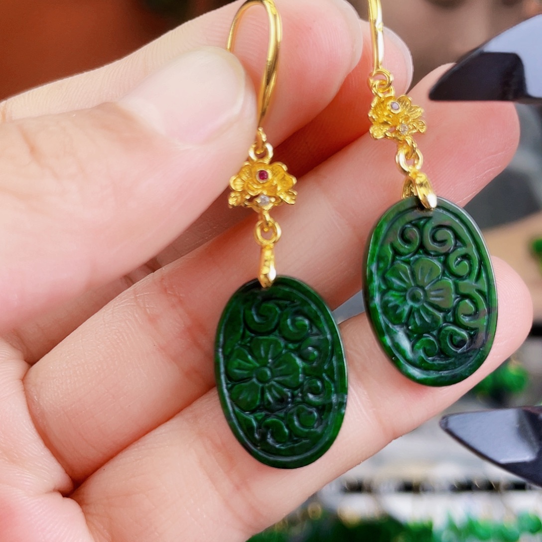 翡翠未镶嵌耳饰饰品