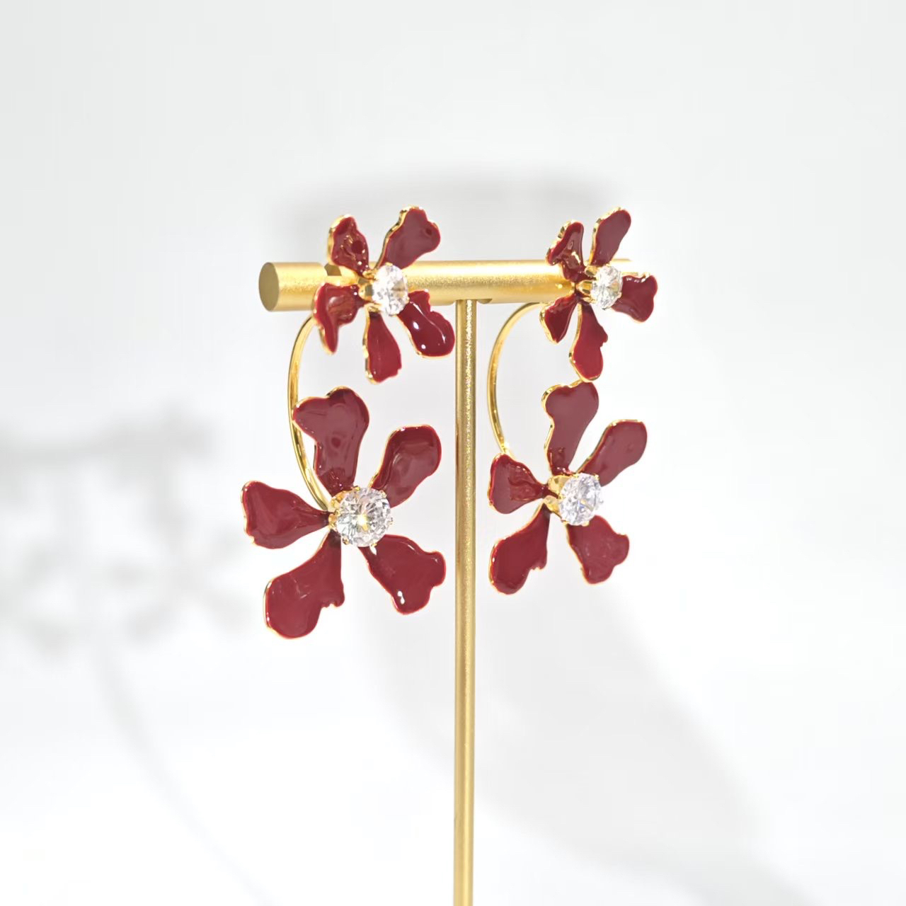 铜合金珐琅耳饰 08312气质时尚百搭珐琅花花耳环