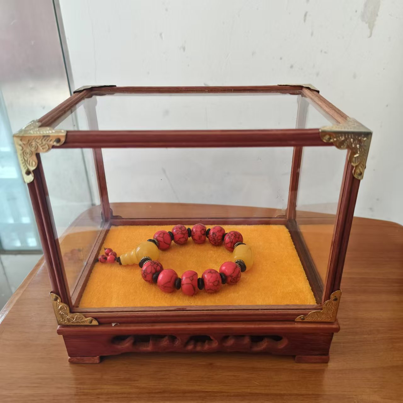 CZ红 室内摆件把玩件展柜装饰品展示盒仿古工艺品盒子