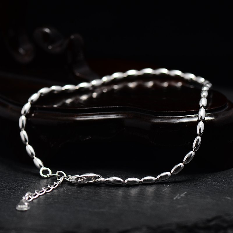 925银手链 橄榄珠日韩百搭饰品素款复古简约珠宝51117