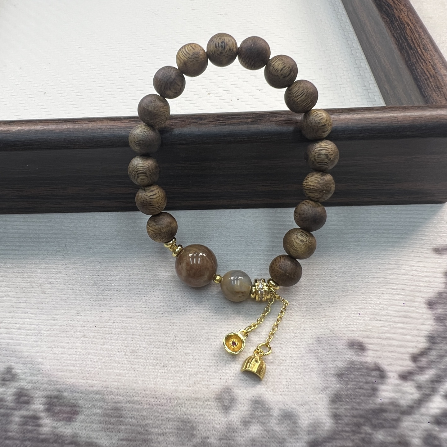 沉香天然奇楠沉香木拼接阿拉善手链国风小众设计手饰串-039