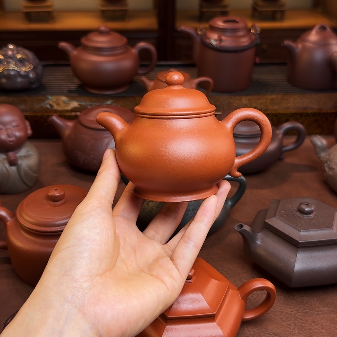 茶壶紫砂摄****o高盘壶，红泥