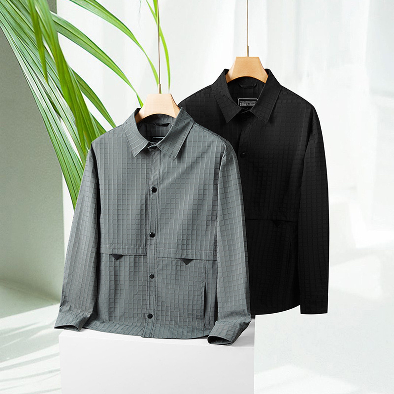 胖子哥休闲春秋季新款潮流格子翻领夹克外套加肥加大码时尚夹克