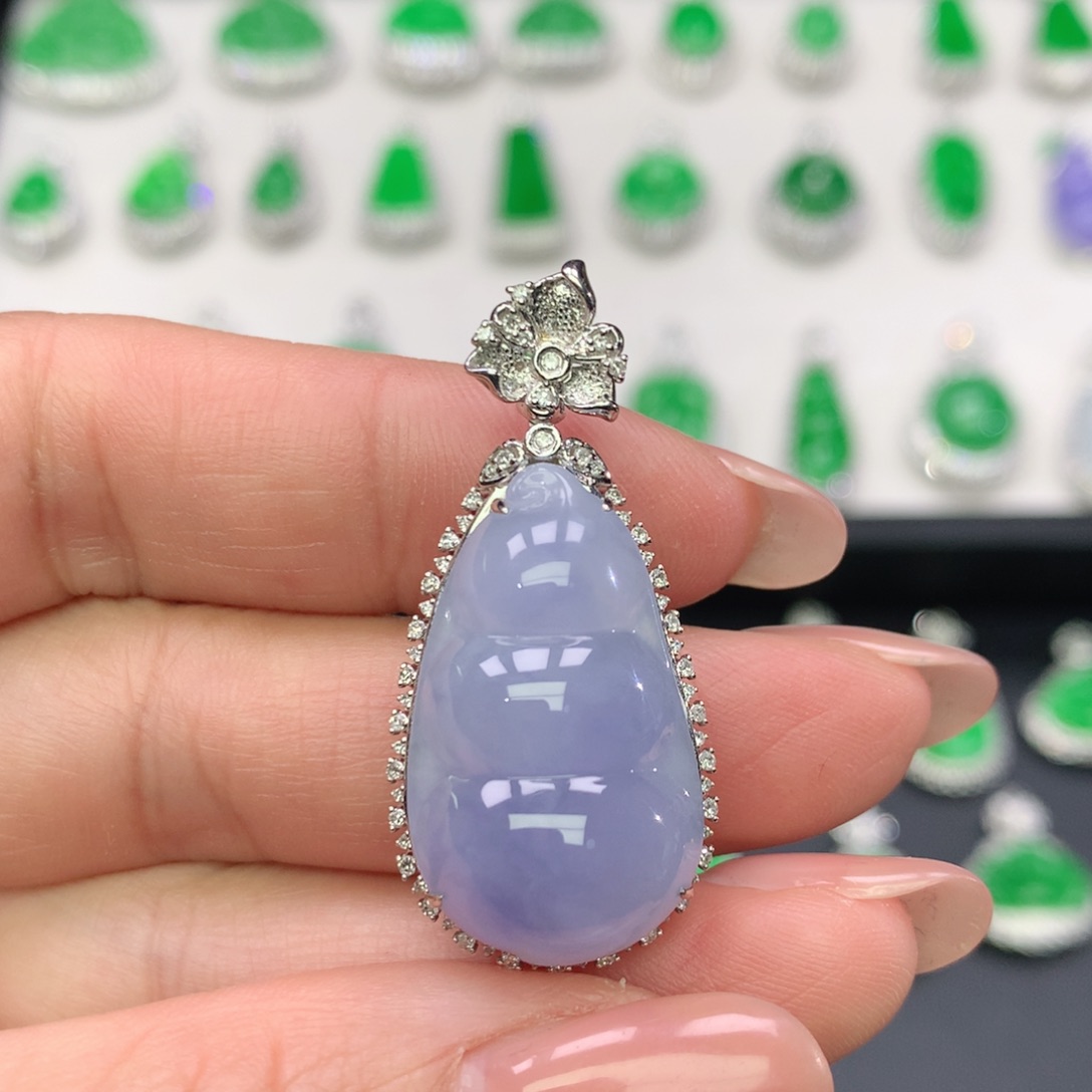 翡翠18K金镶嵌吊坠(不含链)