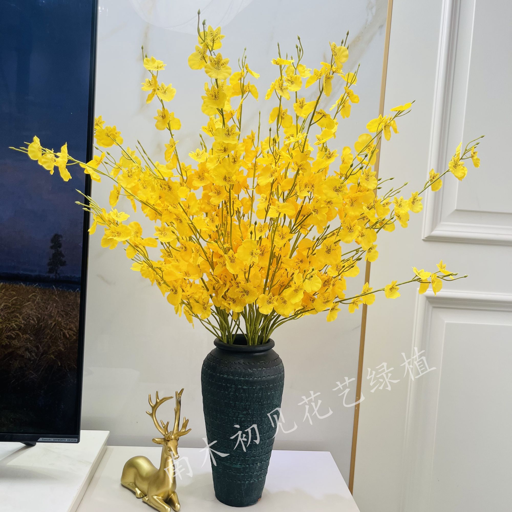 跳舞逼真兰仿真花束餐厅客厅摆件假花绢花干花简约时尚田园