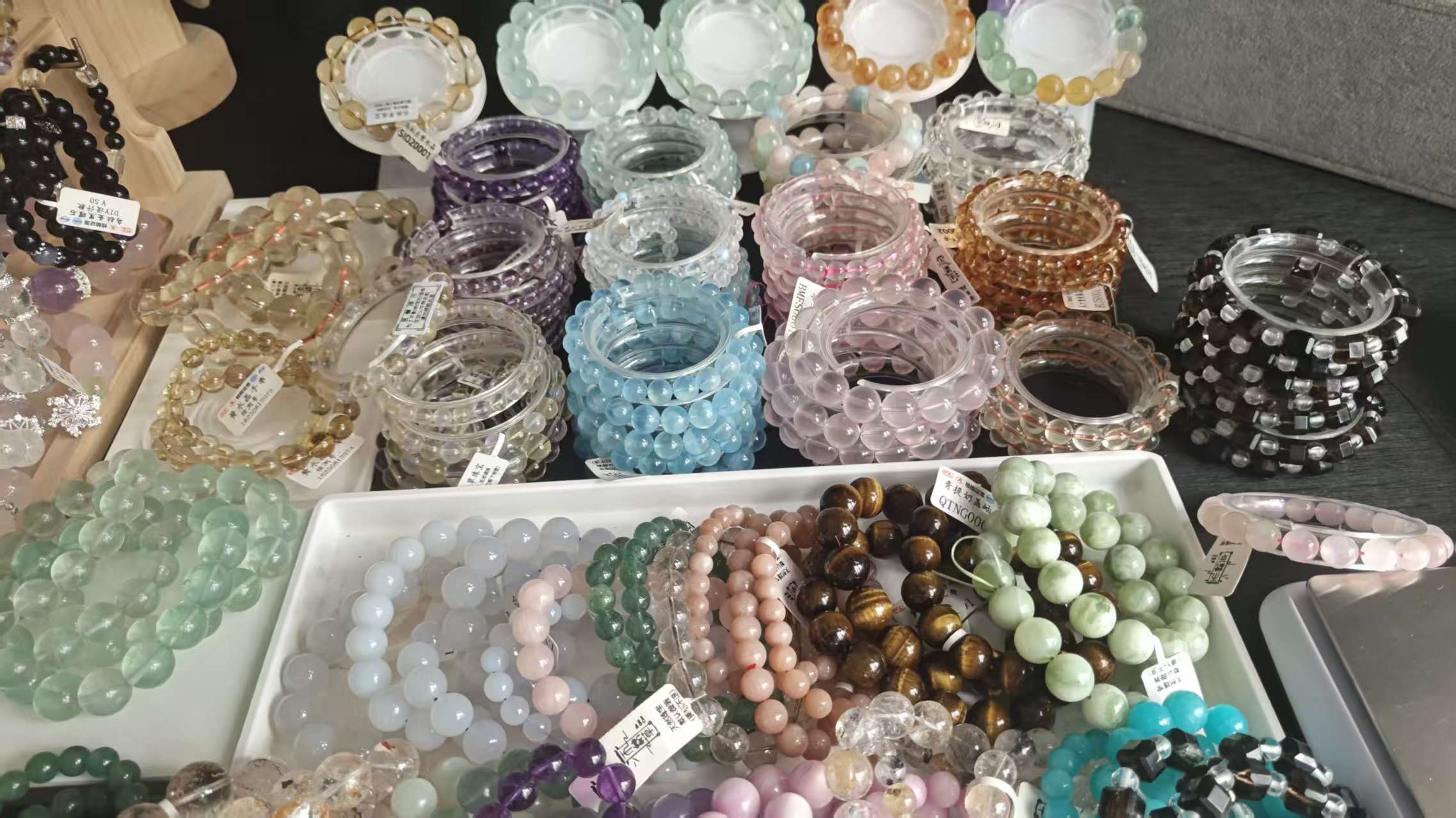 【直播专用】天然水晶手串手链单圈多圈素圈DIY男女通用多样性发一