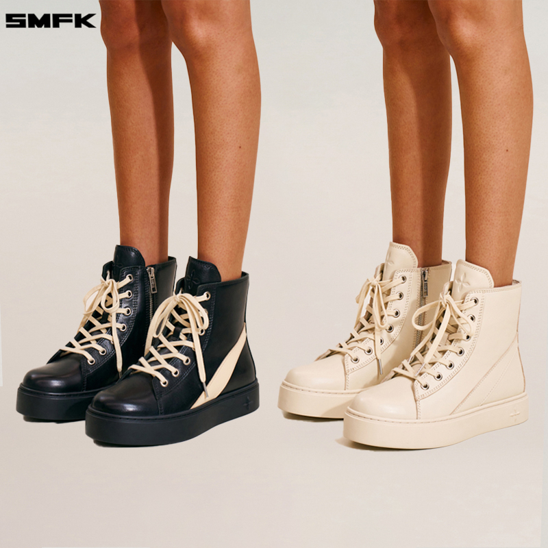 SMFK起源皮质高帮运动靴 S0021B 户外厚底增高时尚百搭马丁靴