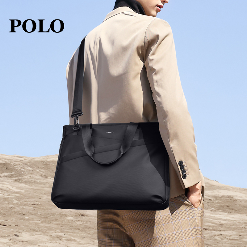 POLO男士商务公文包时尚轻便携手提电脑包潮流休闲百搭斜跨单肩包