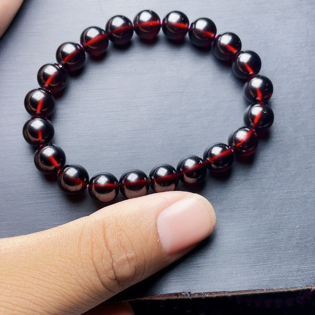 石榴石手链未镶嵌7****?9.0MM毕业级酒红单圈天花板