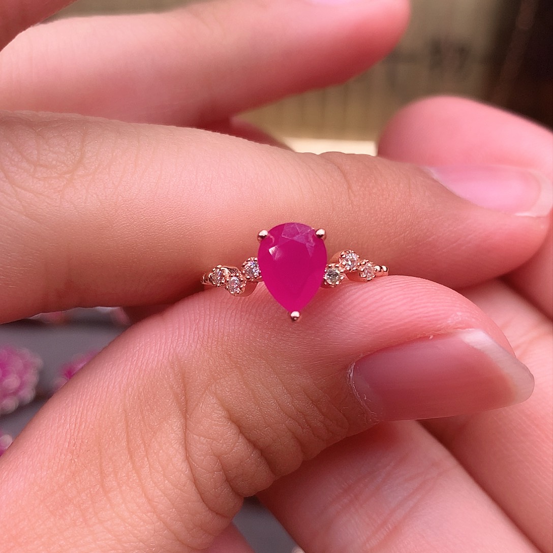 红宝石戒指银S925镶嵌