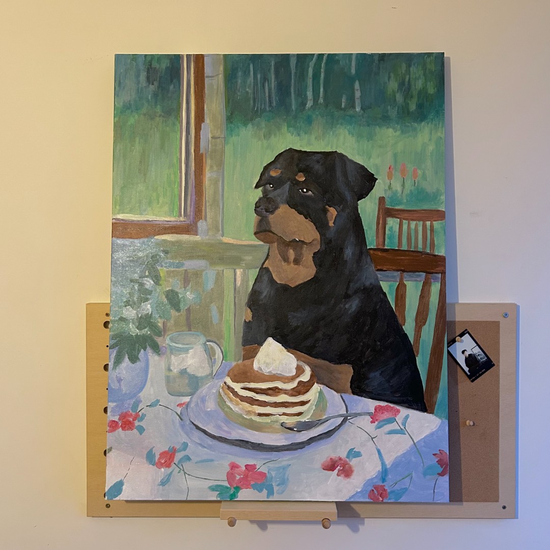 《狗狗的早餐》原创手绘画/60x80cm/中古风系列ZGF-269