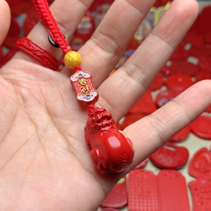 天然辰砂工艺品朱砂钥匙扣