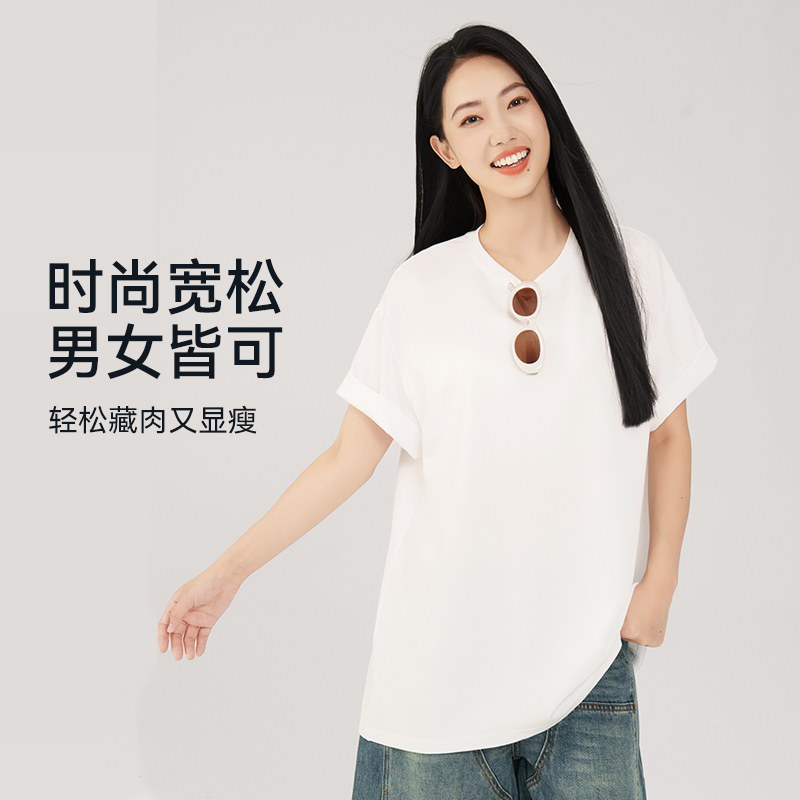 运动休闲正肩T恤短袖男女款美式休闲T恤圆领短袖夏季薄款3495