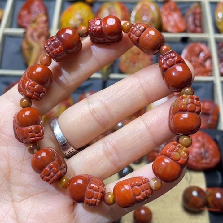 玛瑙/玉髓战国红貔貅手链未镶嵌