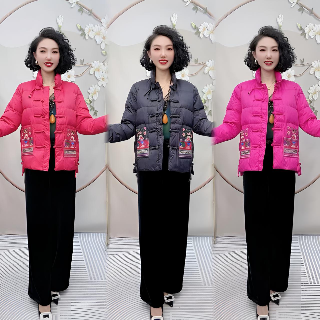 新式盘扣立领民族风短款羽绒服