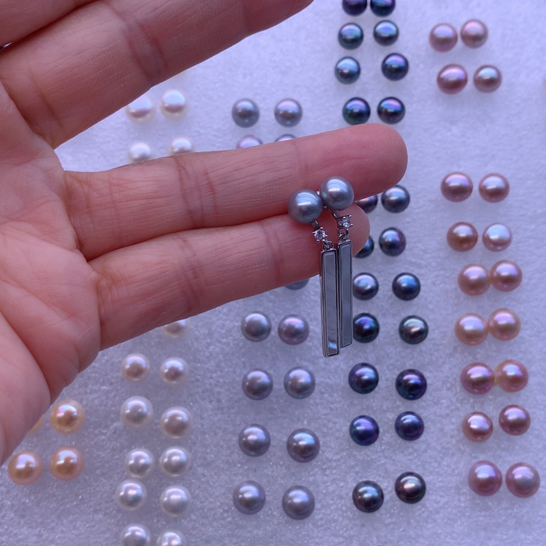 淡水珍珠耳饰合金