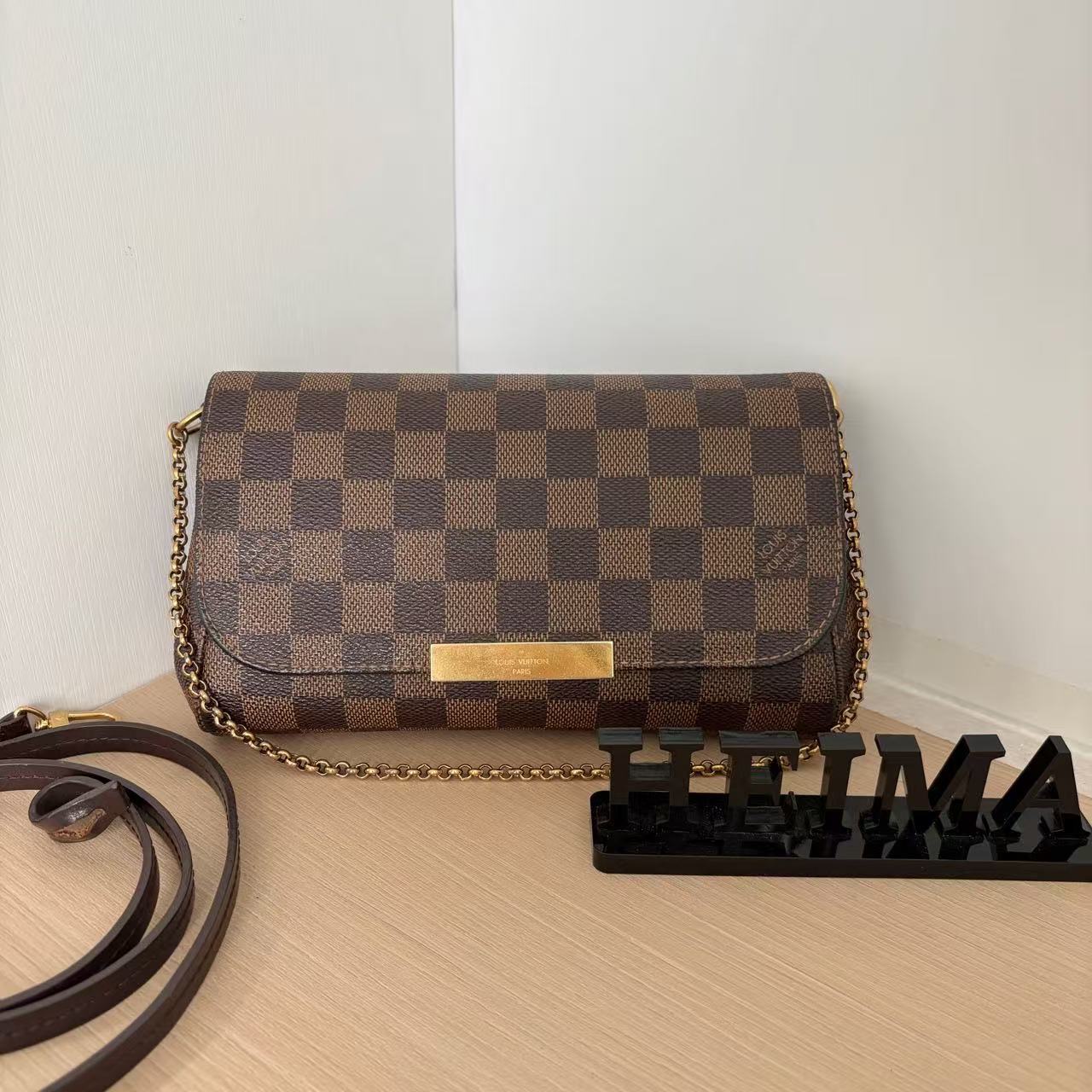 95新 LouisVuitton/路易威登 B168 棕棋盘格挚爱小号 21*11