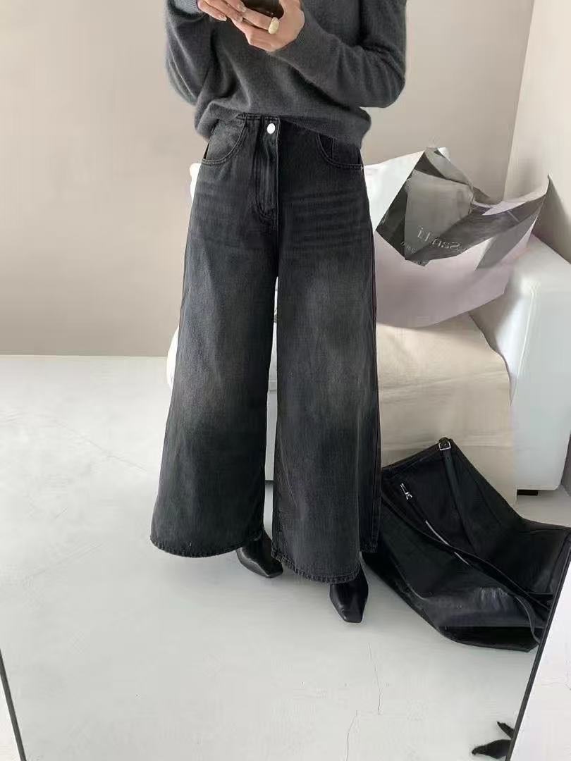 米古古 IU #3760#新 韩系百搭加厚绒大阔腿裤（ 腰围66 裤长94 ）