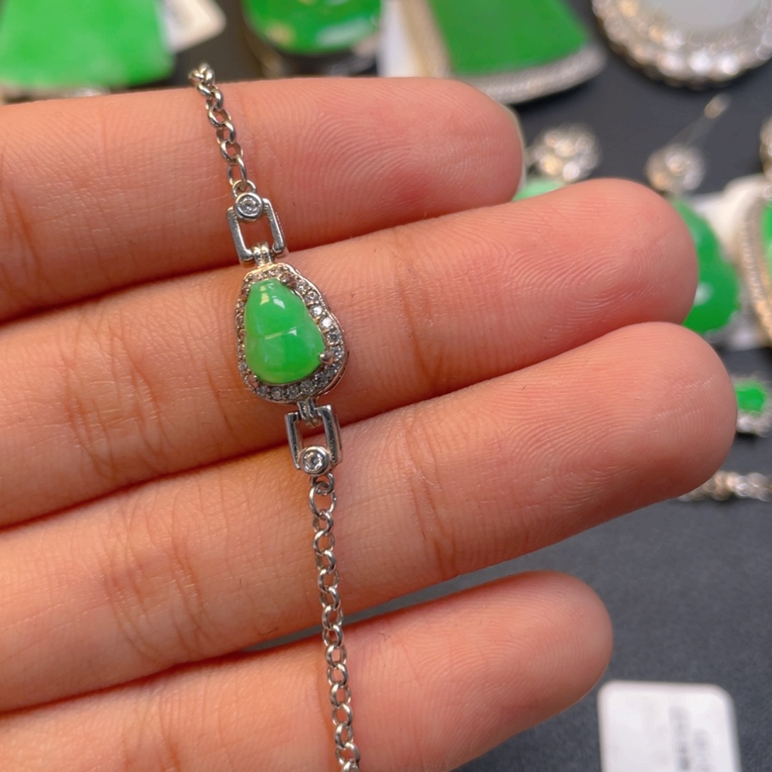 翡翠银S925镶嵌吊坠(不含链)