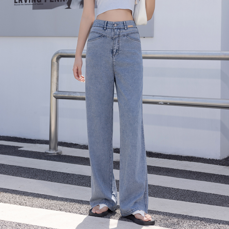 【三言优选】莱赛尔天丝牛仔裤女冰丝垂坠显瘦阔腿裤N615