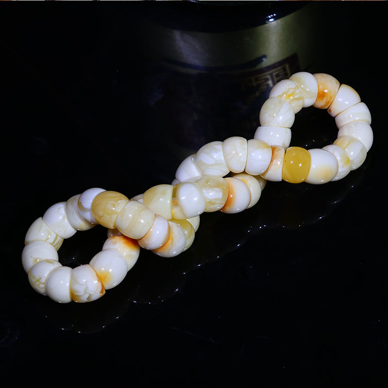 8m大肠手串手持天然原矿精工马蹄手串手持特色瓷白花浓蜡单圈Z69